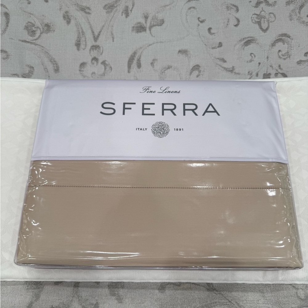 SFERRA DELFINA SATEEN 650 TC 4-PIECE CAL-KING SHEET SET SAND MADE IN ITALY